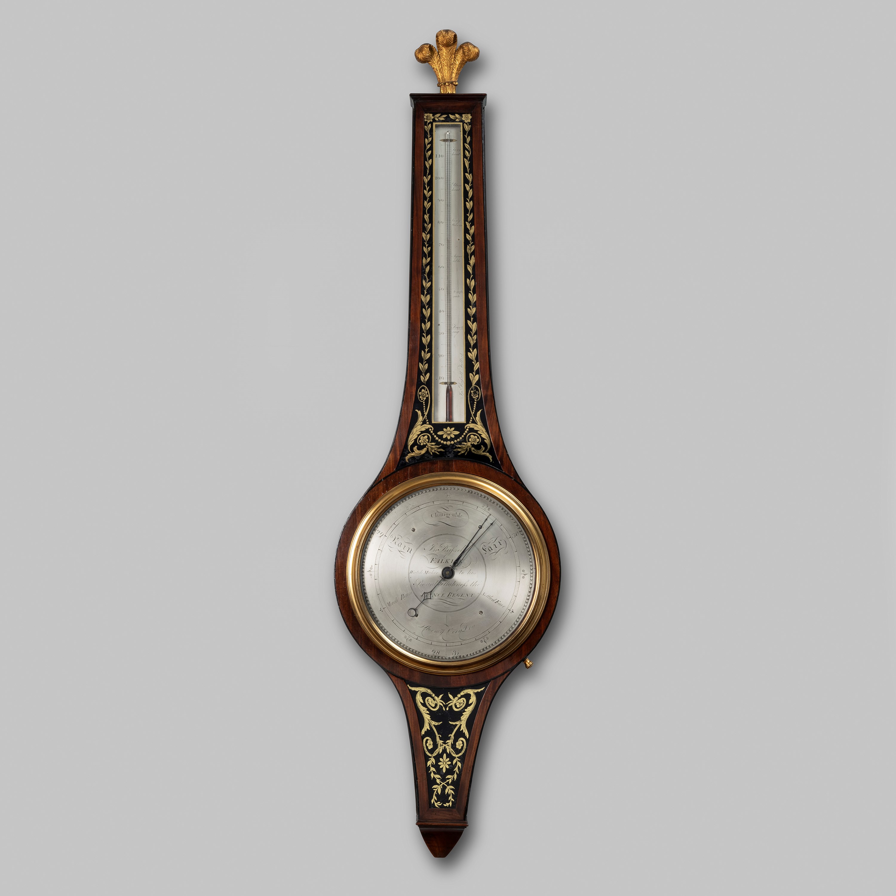 ANTIQUE SCOTTISH REGENCY VERRE ÉGLOMISÉ BAROMETER BY JOHN RUSSELL OF FALKIRK